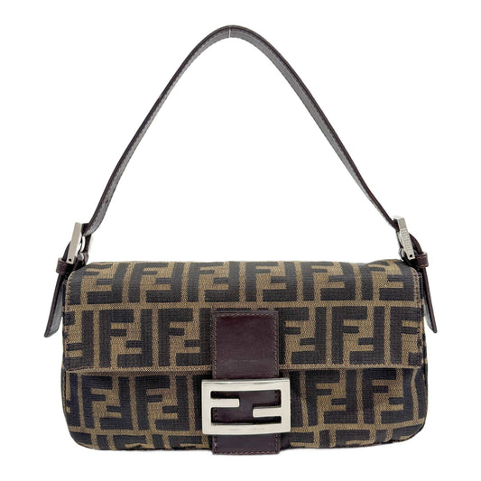 Baguette Brown Zucca Canvas Shoulder Bag