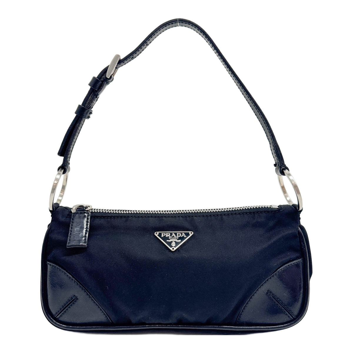 Black Nylon Shoulder Pouch Hang Bag