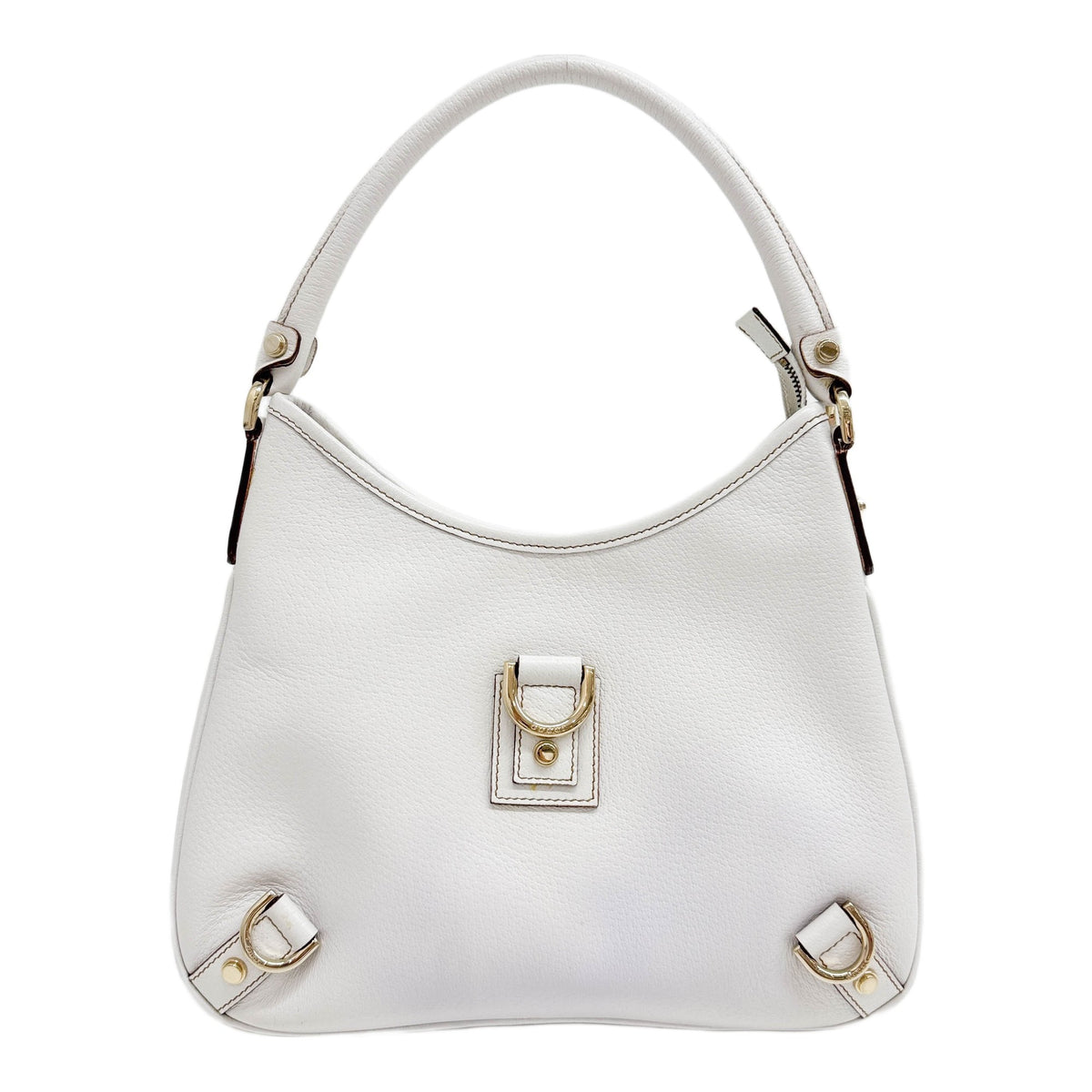 Abbey D-Ring White Leather Shoulder Bag
