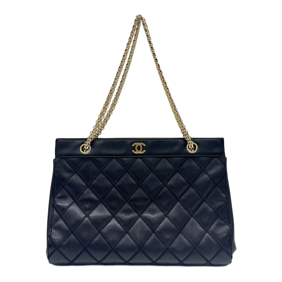 2000-2002 Matelasse Black Double Chain Tote Bag