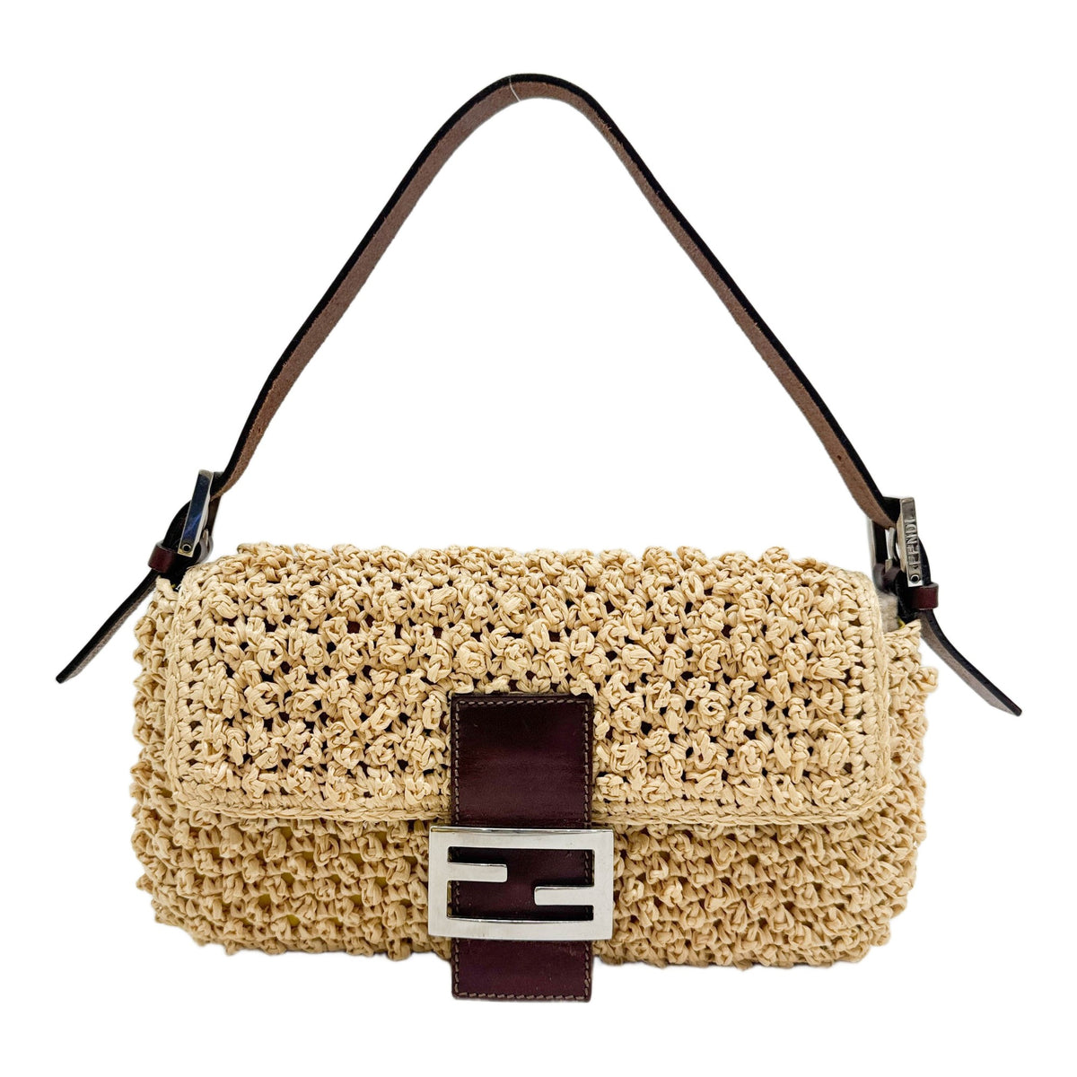 Baguette Light Brown Raffia Shoulder Bag