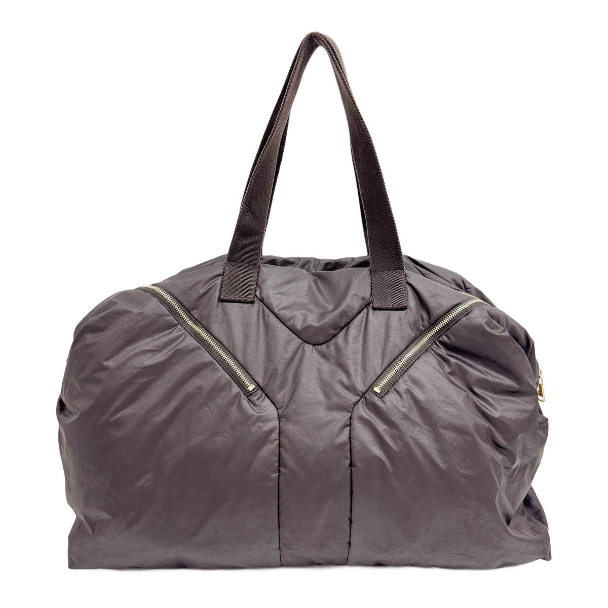 Large Y Brown Nylon Tote Bag