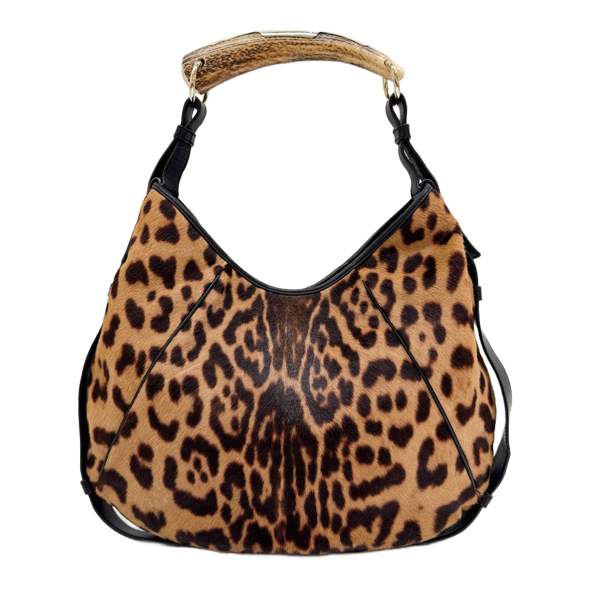 Mombasa Brown Leopard Print Pony Hair Shoulder Bag