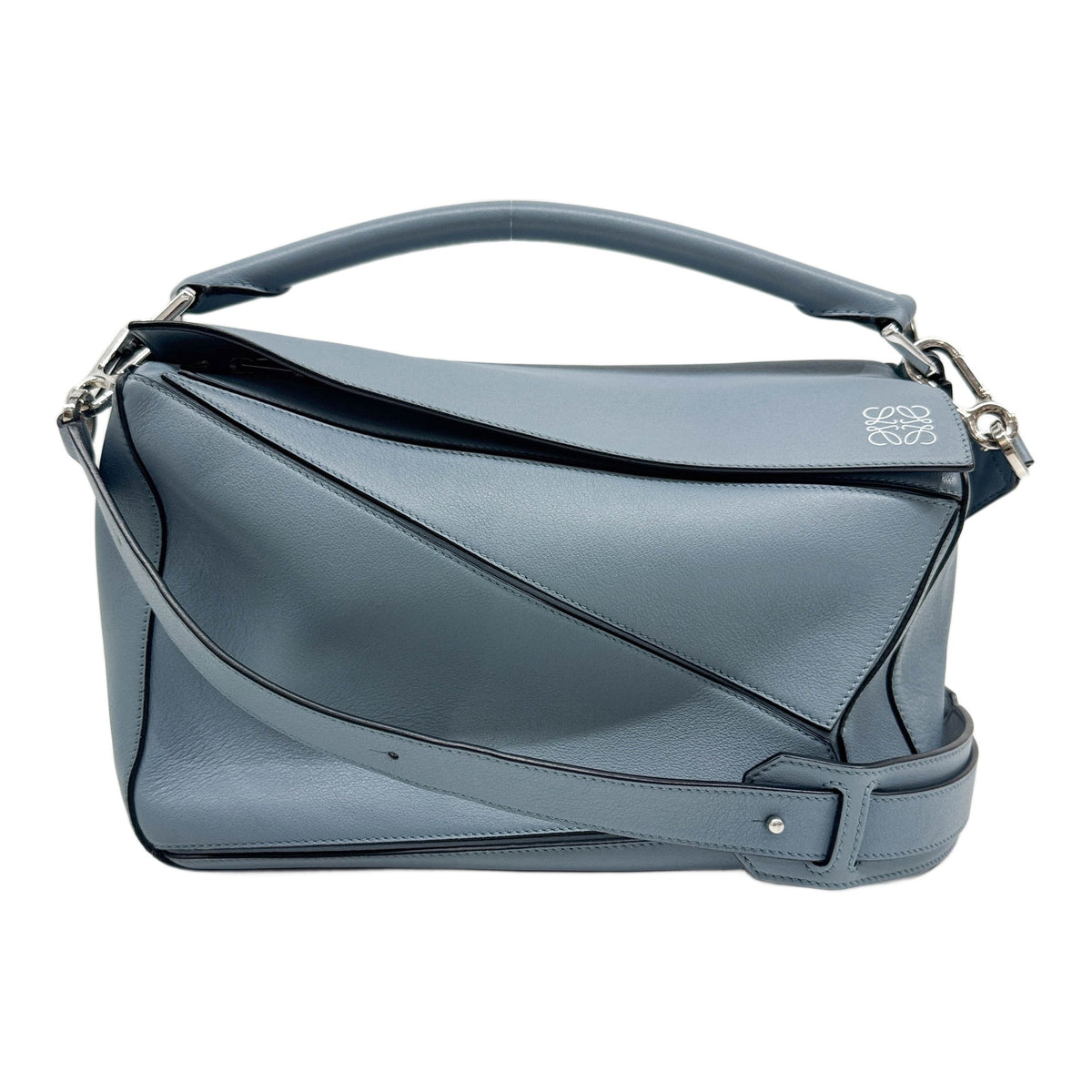 Puzzle Pale Blue Leather Two Way Bag