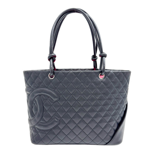 Cambon 2004-2005 Matelasse Black Leather Tote Shoulder Bag