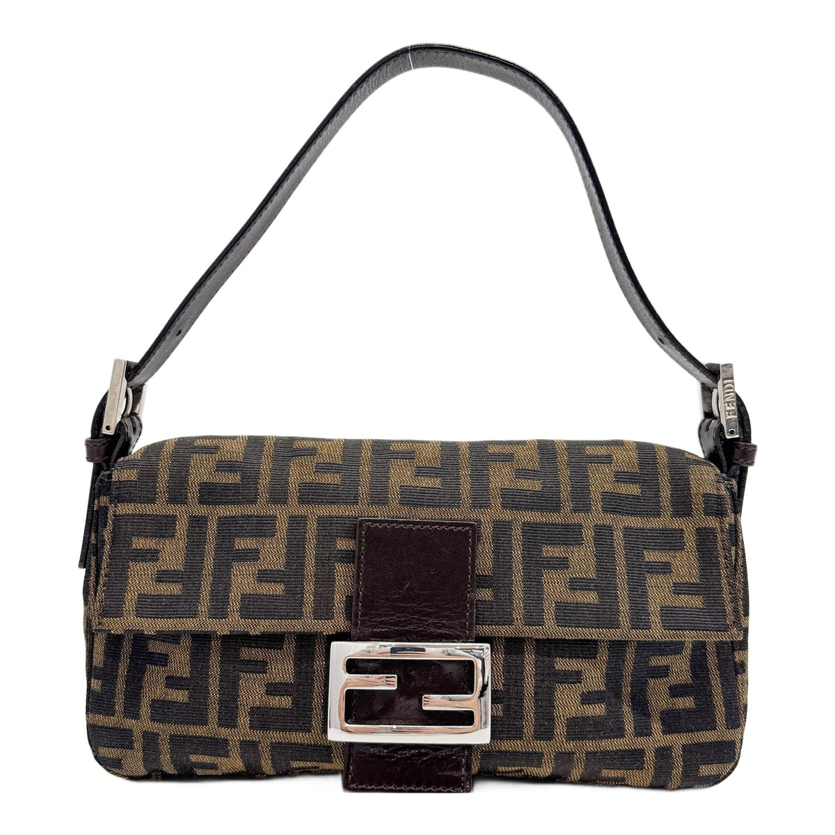 Baguette Brown Zucca Canvas Shoulder Bag