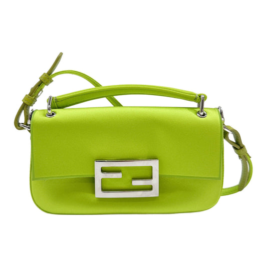 Baguette Phone Pouch Green Satin Shoulder Bag