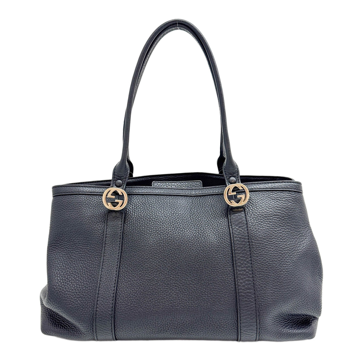 Miss GG Black Leather Shoulder Tote Bag