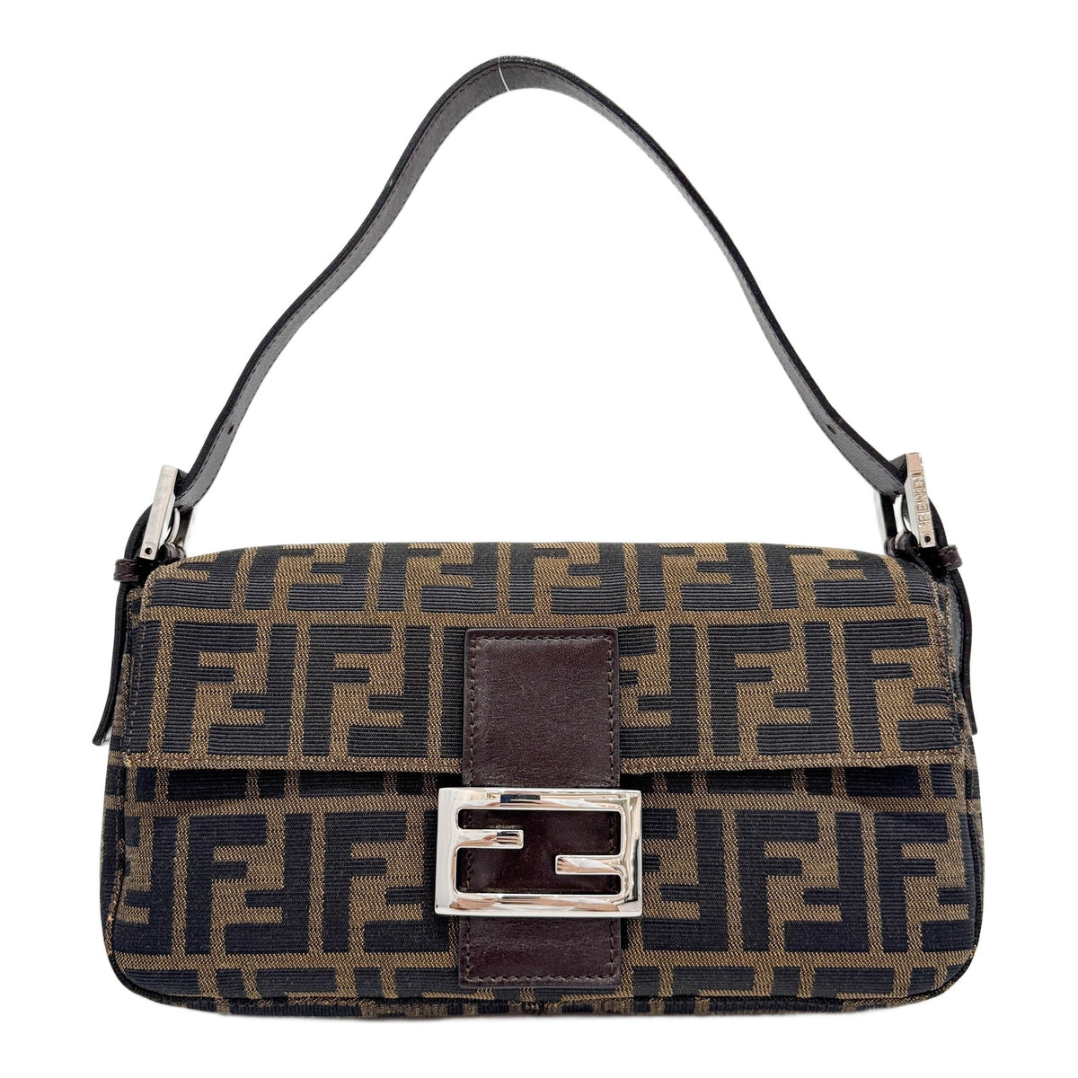 Baguette Brown Zucca Canvas Shoulder Bag