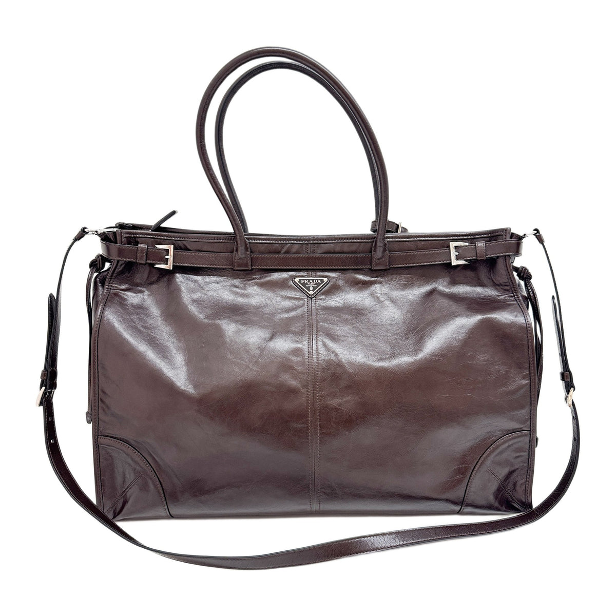 Giant Bonnie Chocolate Brown Leather Two Way Tote Bag
