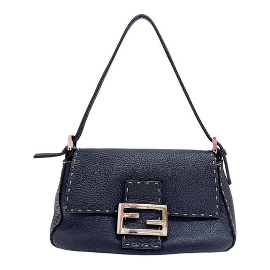 Mini Mamma Baguette Selleria Black Leather Hand Bag