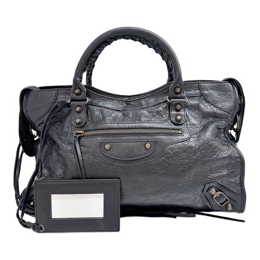 The City Black Leather Two Way Bag