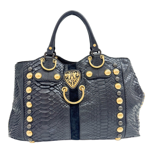 Babouska Hysteria Black Python Embossed Leather Tote Bag