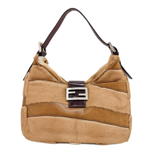 Brown Pony Hair & Leather Shoulder Bag