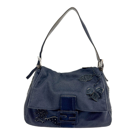 Mamma Baguette Pony Hair Trim Black Cashmere Pony Shoulder Bag