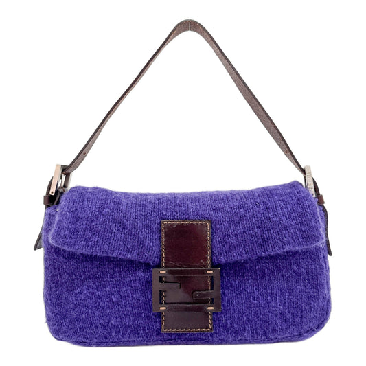 Baguette Purple Wool Shoulder Bag