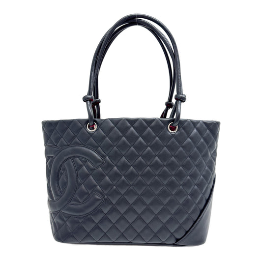 Cambon 2003-2004 Matelasse Black Leather Tote Shoulder Bag