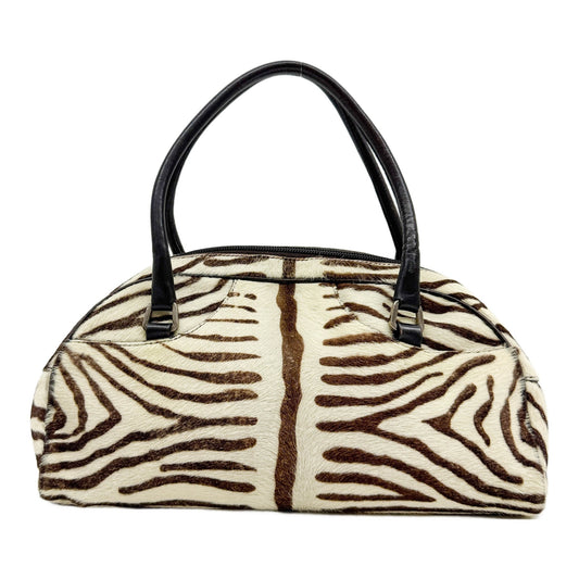 Small Boston Brown Zebra Print Pony Hair Hand Bag