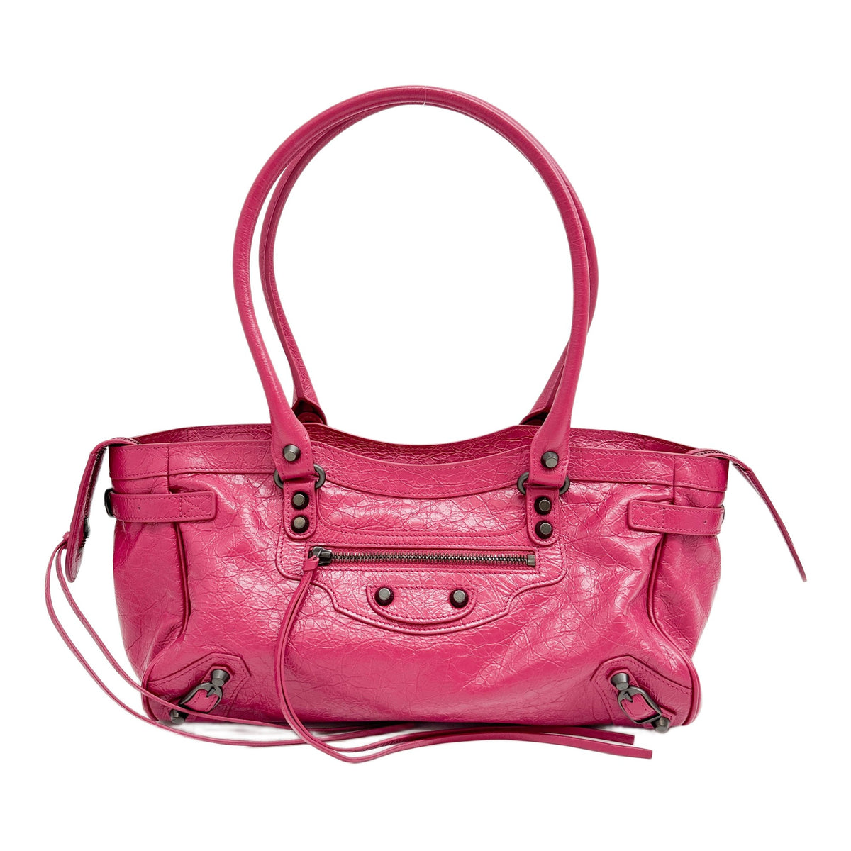 Le City East-West Pink Lambskin Leather Shoulder Bag