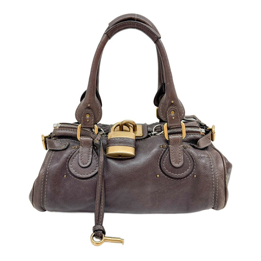 Paddington Brown Leather Shoulder Bag with Gold Hardware