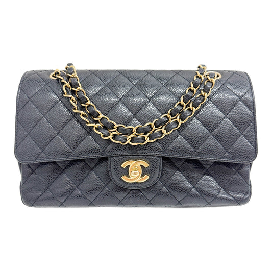Classic Double Flap 2009-2010 Black Caviar Leather Shoulder Bag