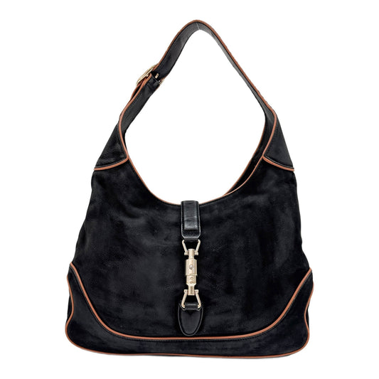 Jackie 1961 Orange Trim Black Leather Shoulder Bag