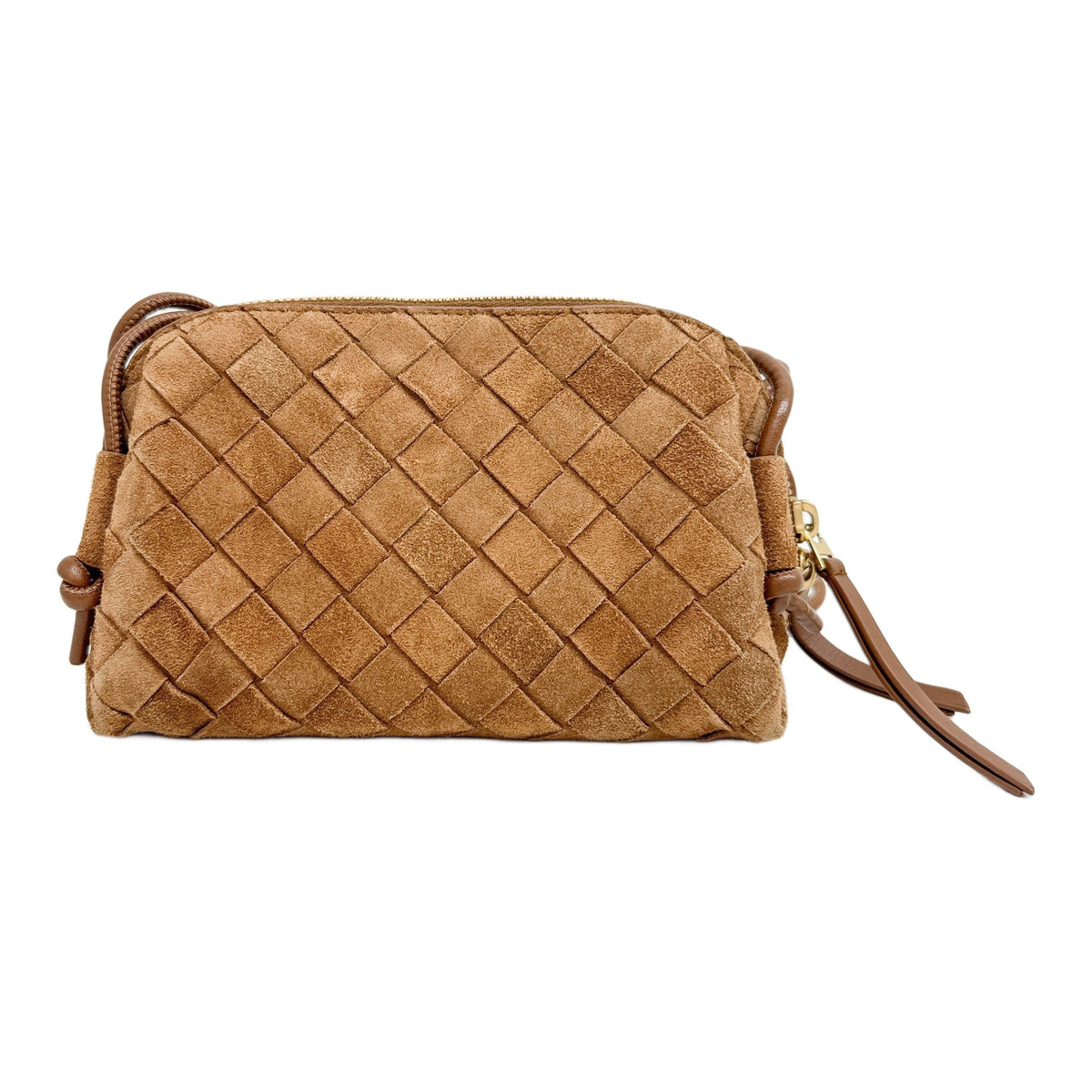 Concert Intrecciato Brown Suede Crossbody Bag