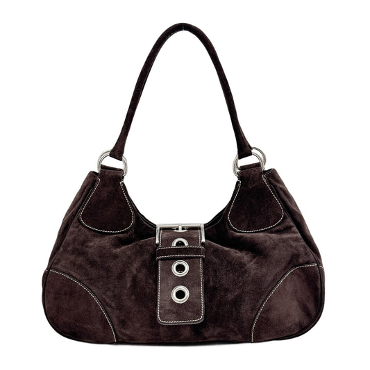 Moon Brown Suede Shoulder Bag