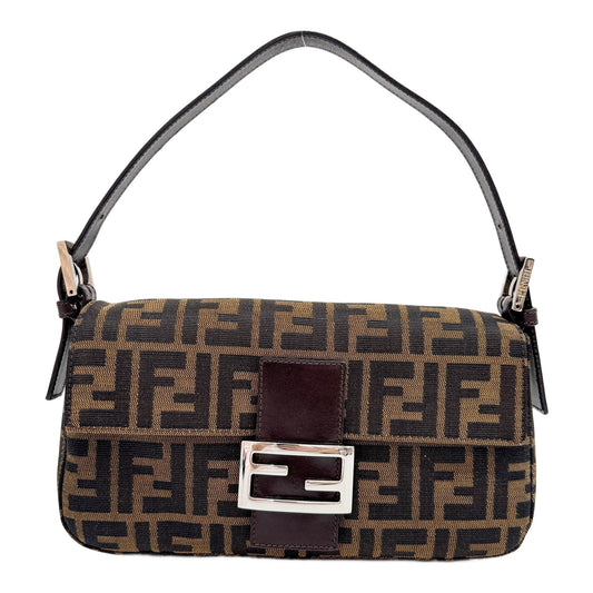 Baguette Brown Zucca Canvas Shoulder Bag