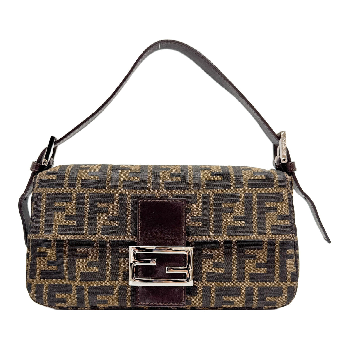 Baguette Brown Zucca Canvas Shoulder Bag