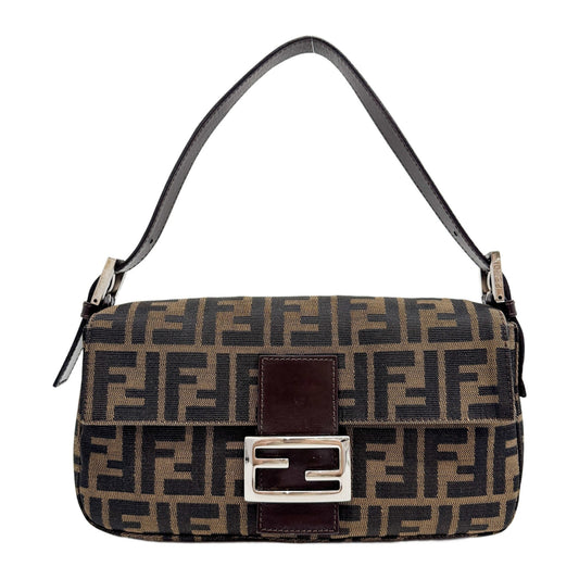 Baguette Brown Zucca Canvas Shoulder Bag