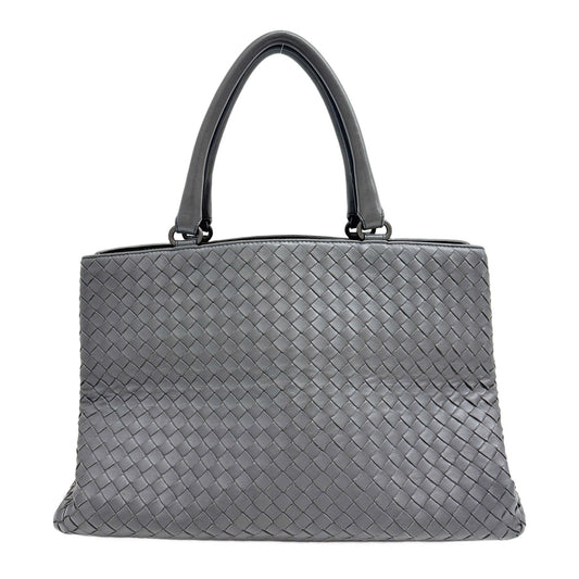 Intrecciato Gray Leather Shoulder Bag