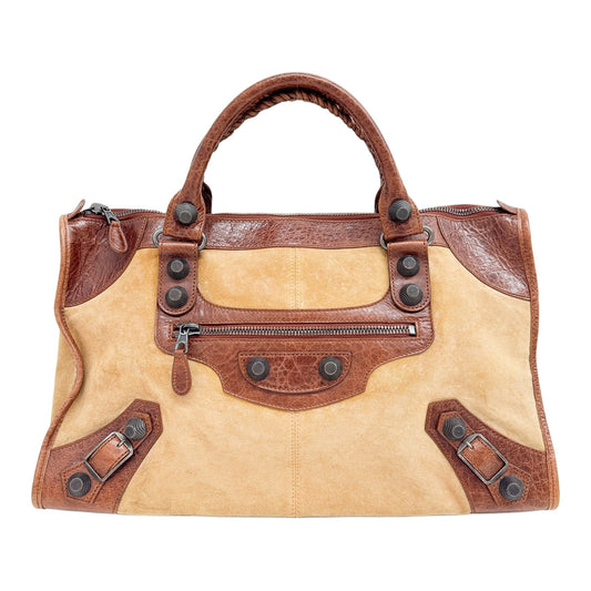 Giant 21 Work Leather Trim Brown Suede Hand Bag