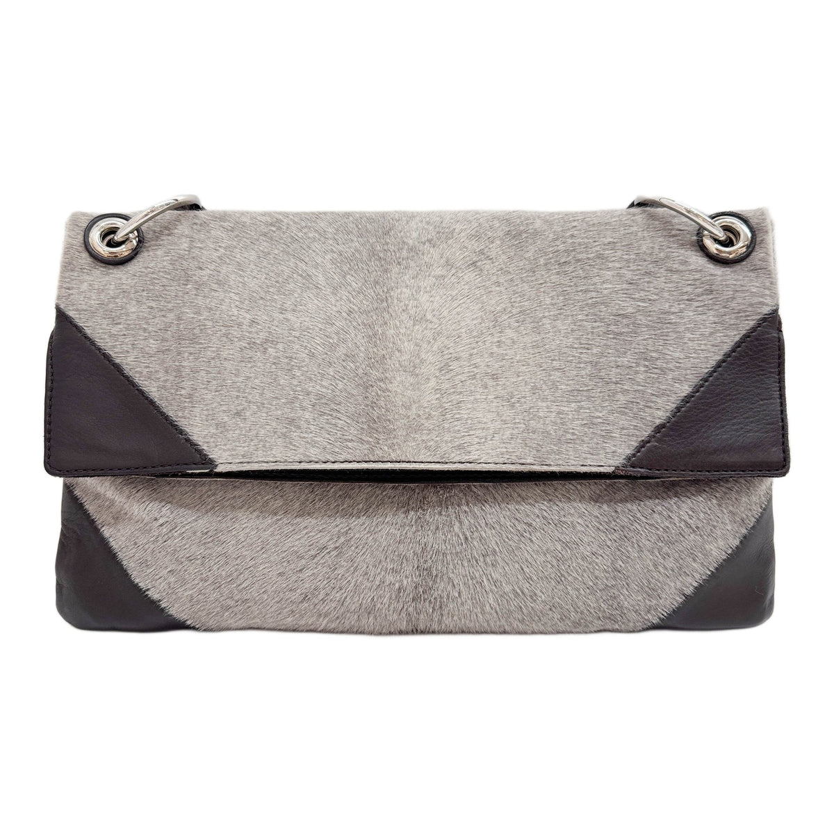 Gray Pony Hair Shoulder Bag