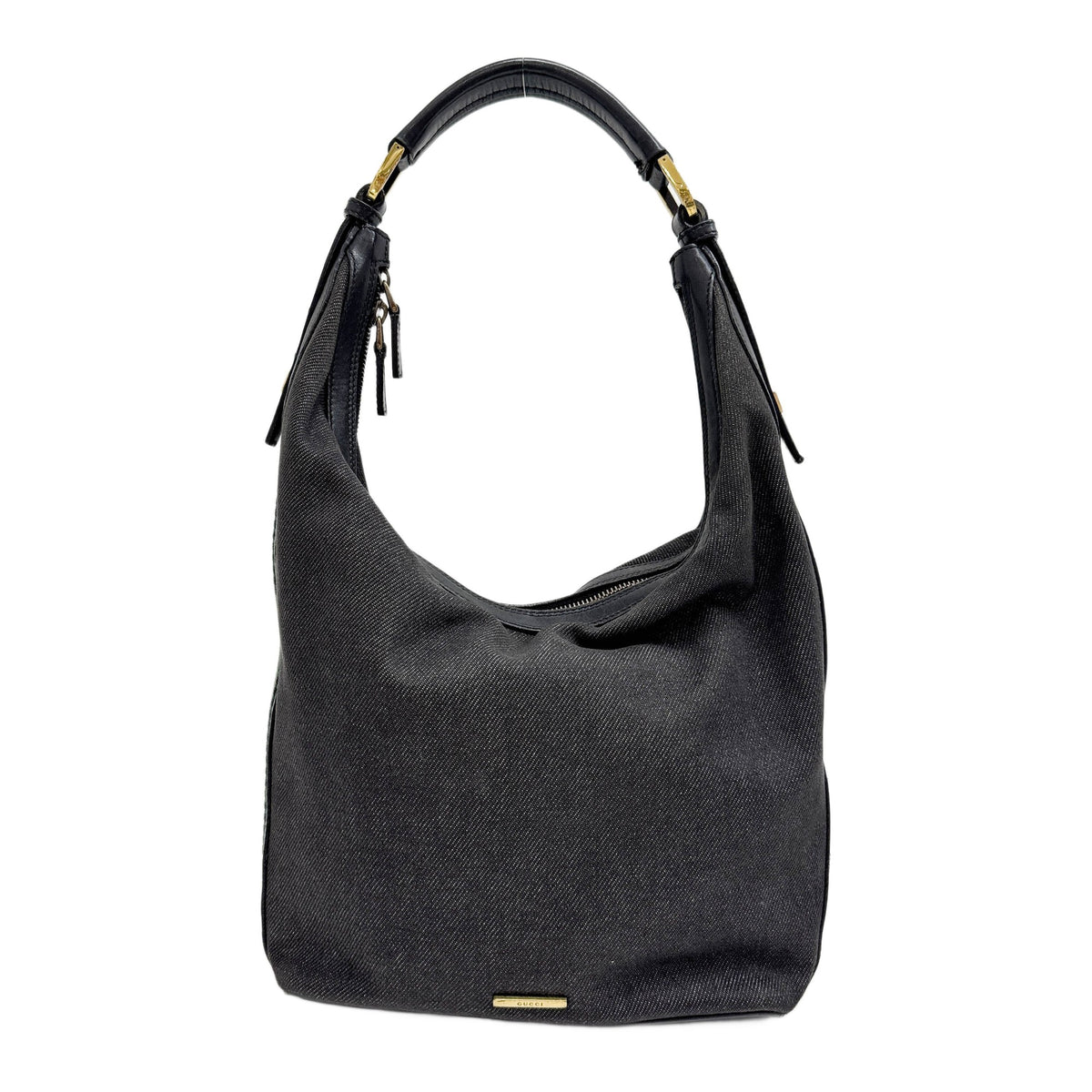Web Lined Grey Denim Shoulder Bag