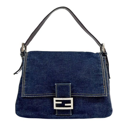 Mamma Baguette Navy Blue Denim Shoulder Bag