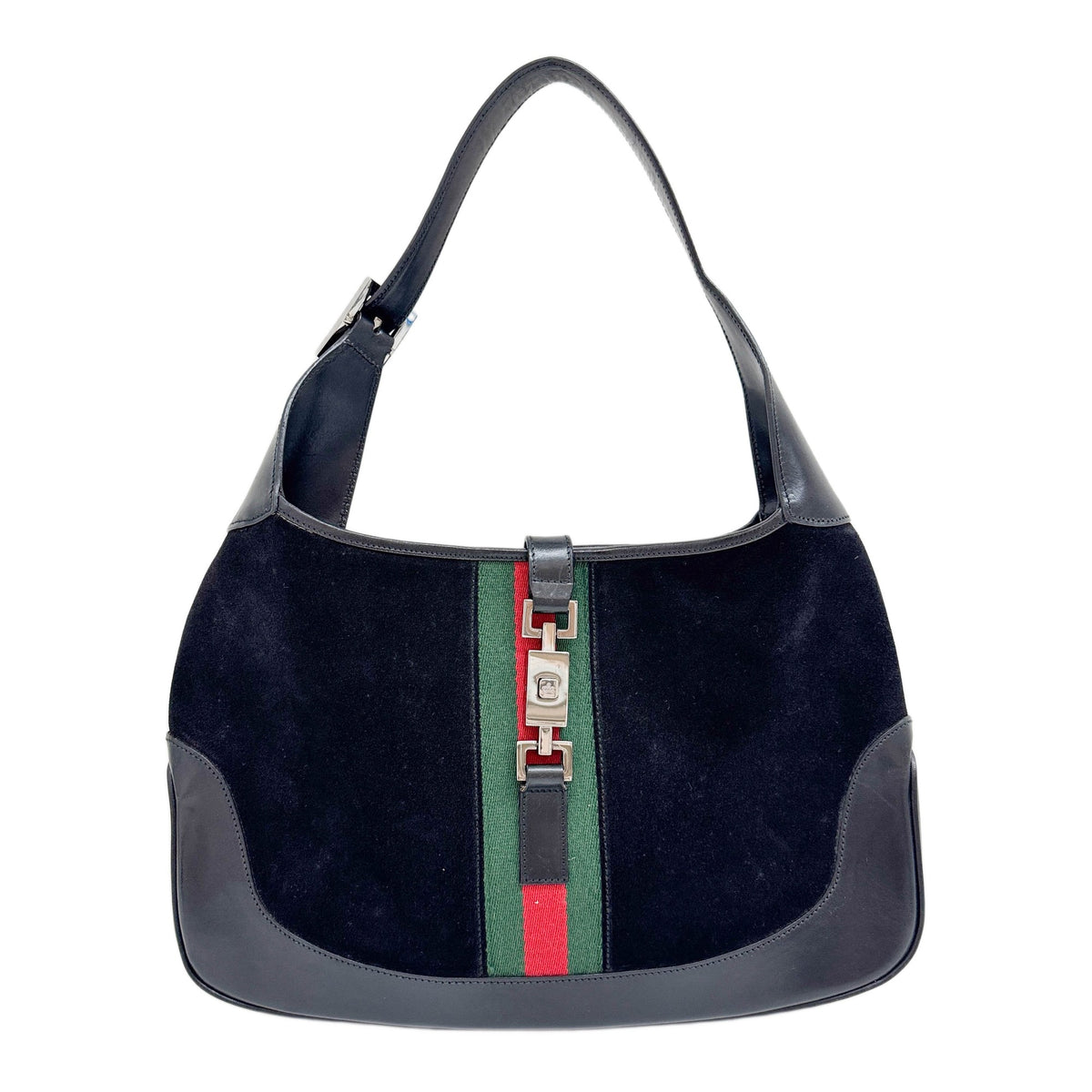 Jackie Ophidia Black Suede Shoulder Bag
