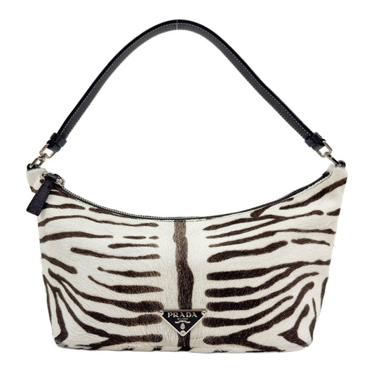 Brown Zebra Print Pony Hair Hand Bag