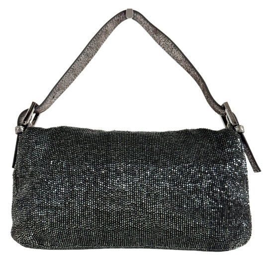 FENDI Baguette Beaded Metallic Silver / Chacoal Grey Shoulder Bag, in , Sold by HIVE PRELOVED - Shoulder Bags, ,