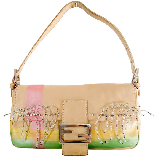 FENDI Baguette Beads Embellished / Cream Yellow Leather, in , Sold by HIVE PRELOVED - Shoulder Bags, ,