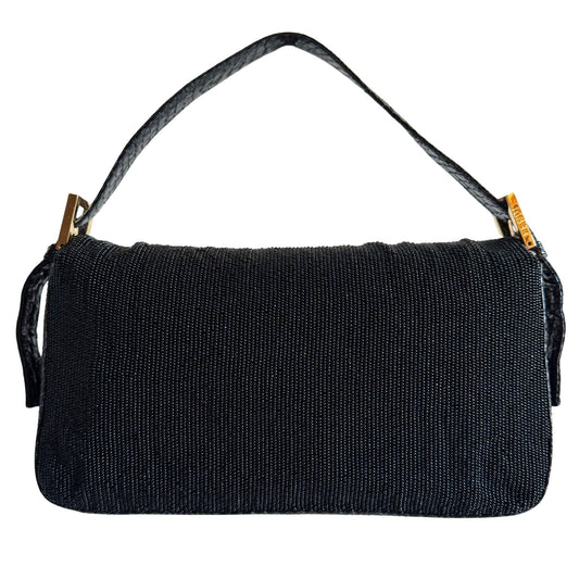 FENDI Baguette Black Beaded Shoulder Bag Black / Gold Hardware, in , Sold by HIVE PRELOVED - Shoulder Bags, ,