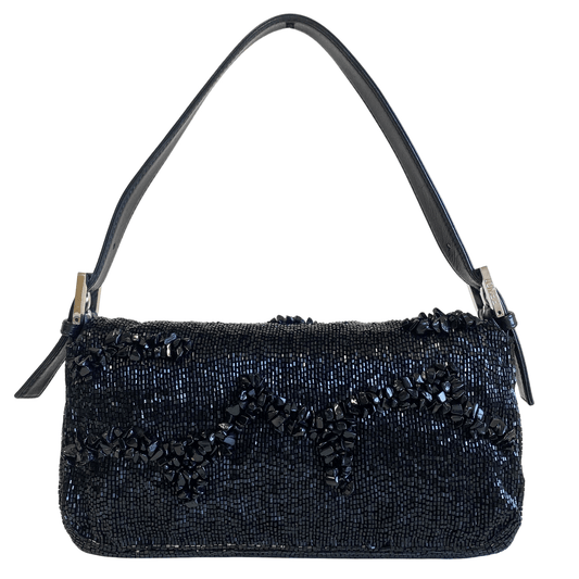 FENDI Baguette Black Beaded with Wave Pattern Stones, in , Sold by HIVE PRELOVED - Shoulder Bags, ,