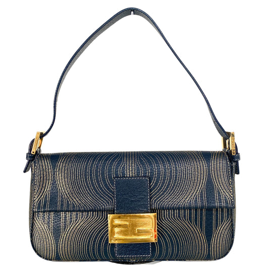 FENDI Baguette Blue / Gold Leather Gold Hardware Shoulder Bag, in , Sold by HIVE PRELOVED - Shoulder Bags, ,
