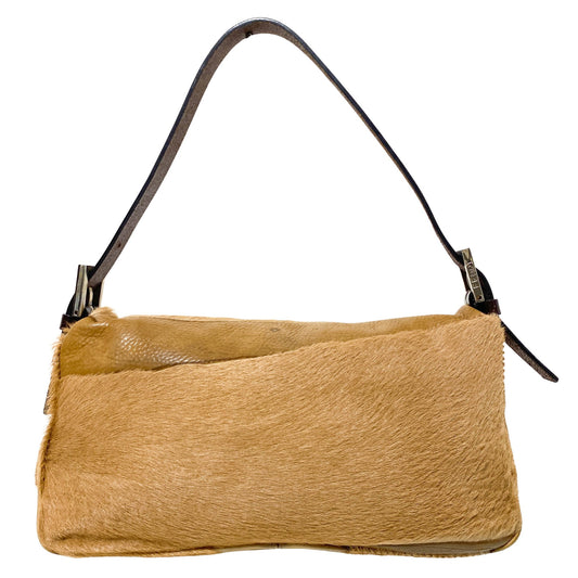 FENDI Baguette Brown Leather and Ponyhair Patchwork Shoulder Bag, in , Sold by HIVE PRELOVED - Shoulder Bags, ,