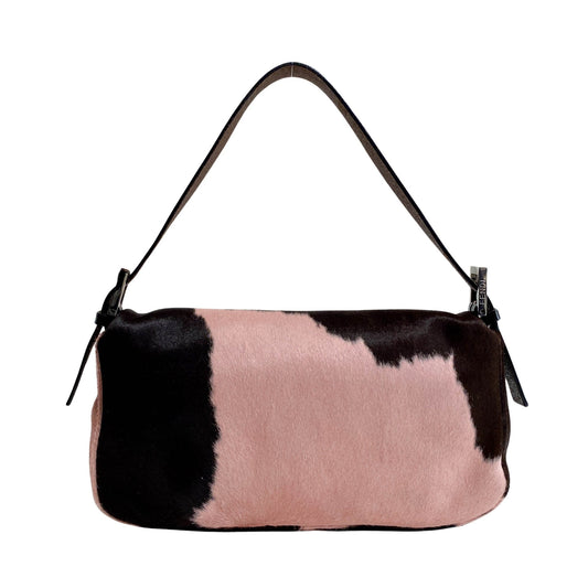 FENDI Baguette Cow Printed Pink Pony Hair Shoulder Bag, in , Sold by HIVE PRELOVED - Shoulder Bags, ,