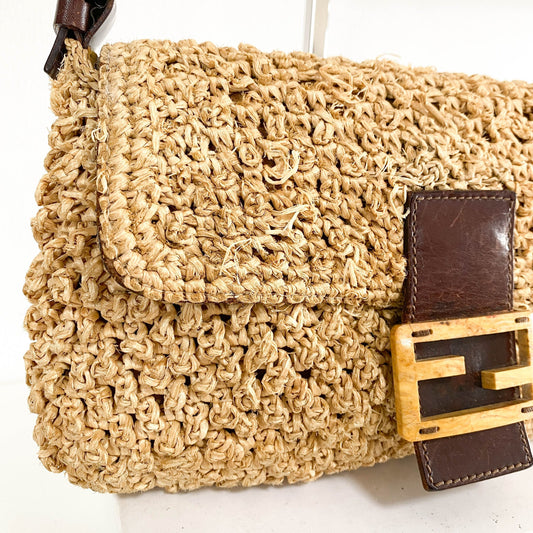 FENDI Baguette Crochet Raffia Wooden Hardware, in , Sold by HIVE PRELOVED - Shoulder Bags, ,
