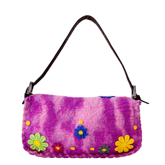 FENDI Baguette Embroidered Pink Wool, in , Sold by HIVE PRELOVED - Shoulder Bags, ,