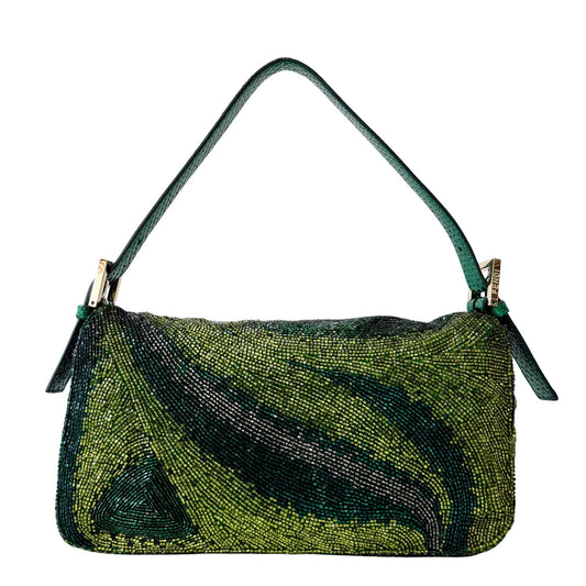FENDI Baguette Emerald Green Beads & Crystals Shoulder Bag, in , Sold by HIVE PRELOVED - Shoulder Bags, ,