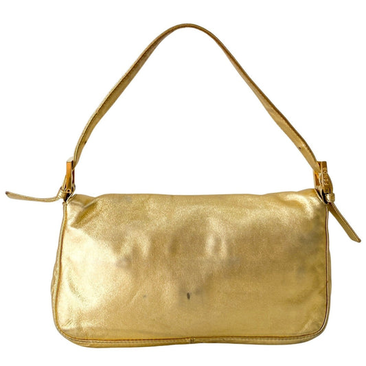FENDI Baguette Gold Leather Rhinsotne Hardware Shoulder Bag, in , Sold by HIVE PRELOVED - Shoulder Bags, ,