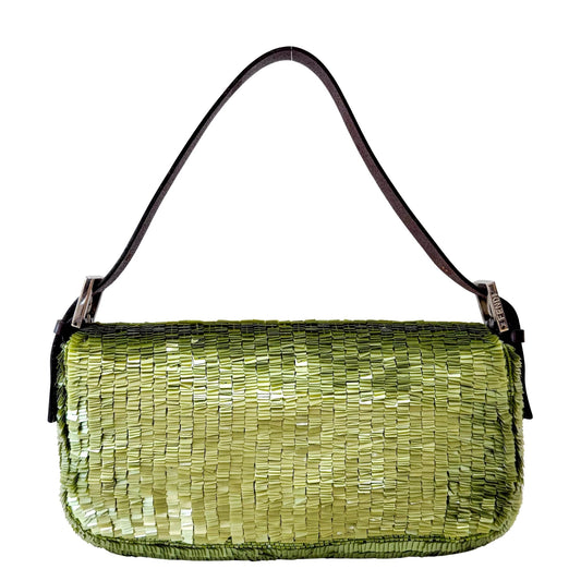 FENDI Baguette Green Sequin Shoulder Bag, in , Sold by HIVE PRELOVED - Shoulder Bags, ,